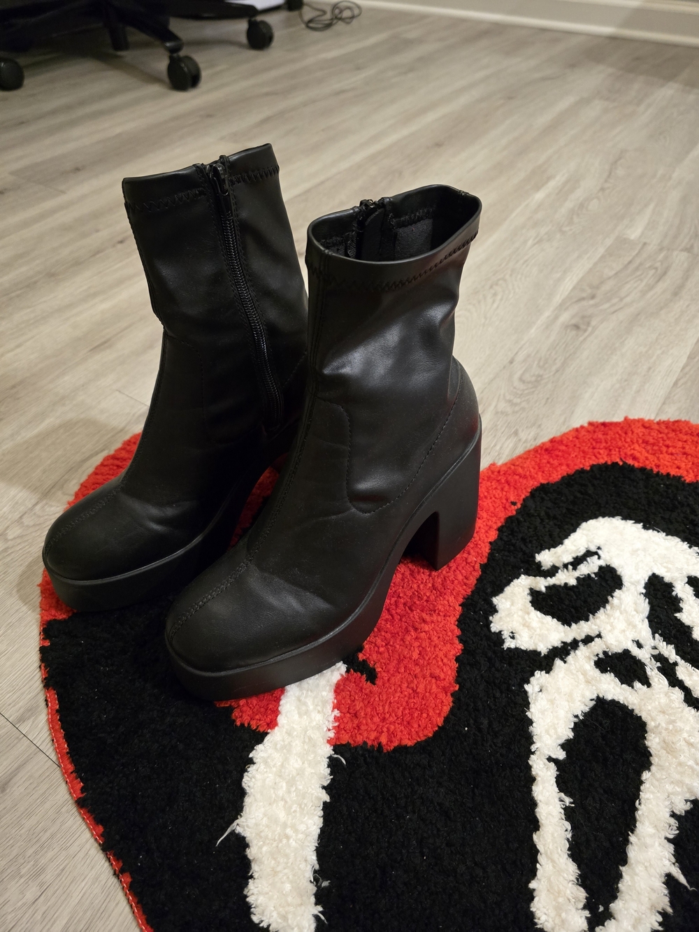 Forever 21 Black Platform Ankle Boots with Chunky Heel